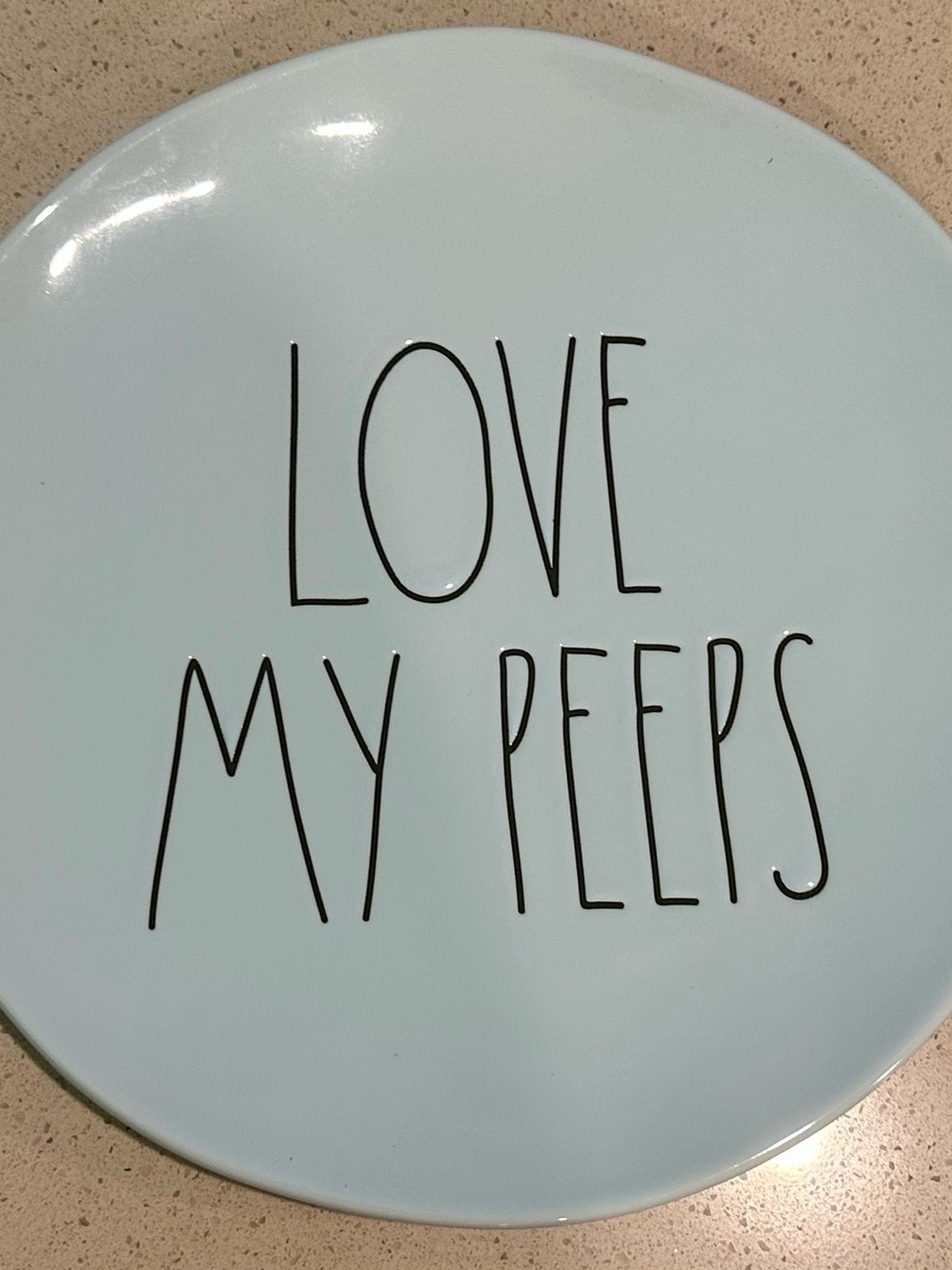 Rae Dunn Light Blue "Love My Peeps" Plate